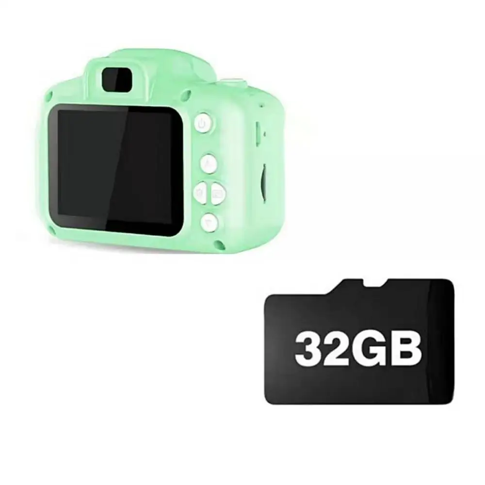 Детская мини-камера, детские развивающие игрушки для детей, подарок на день рождения, цифровая камера 1080 P, проекционная видеокамера - Цвет: Green plus SD