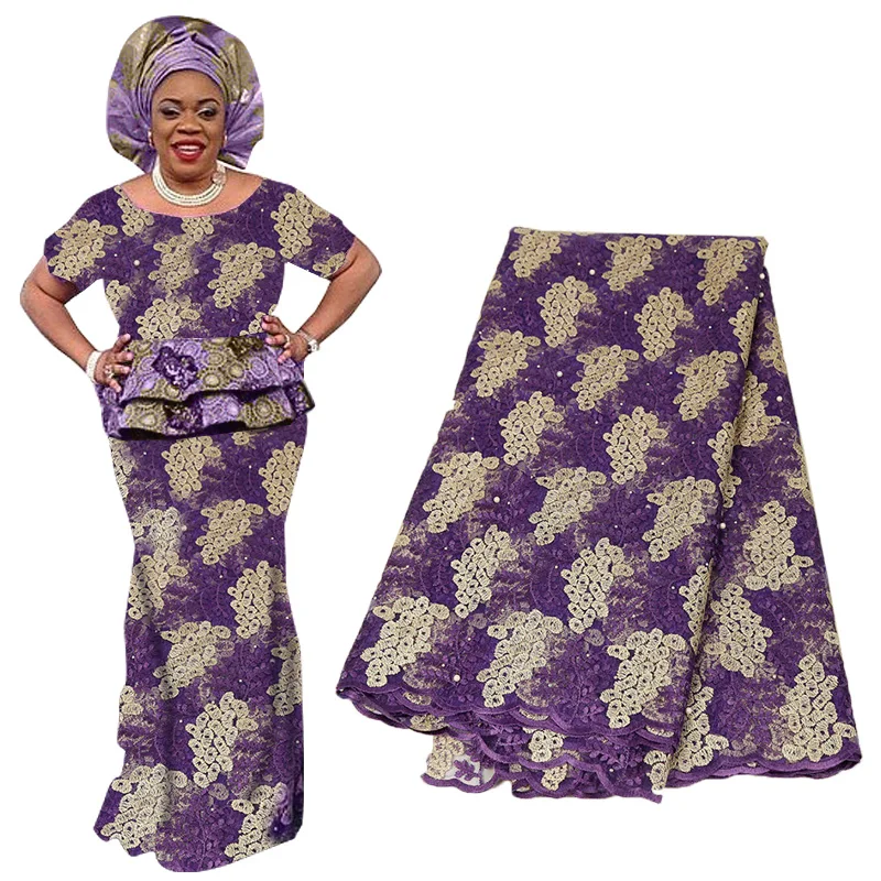 

Luxury Nigerian Lace Fabric French Lace Fabric For Wedding Party Dresses Latest African Tulle Lace With Stones