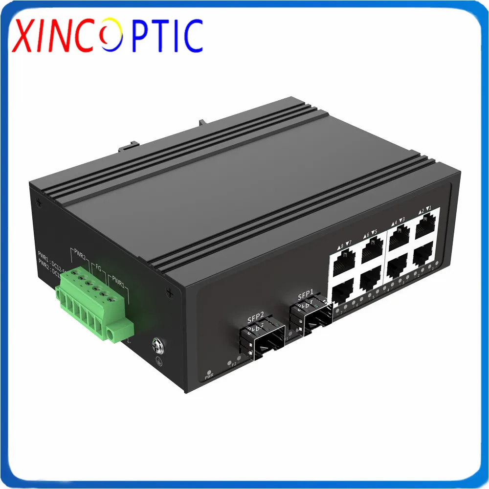 2SFP + 8RJ45 10/100/1000M 2 волокна и за исключением SFP 10-портового Din-рейки промышленный