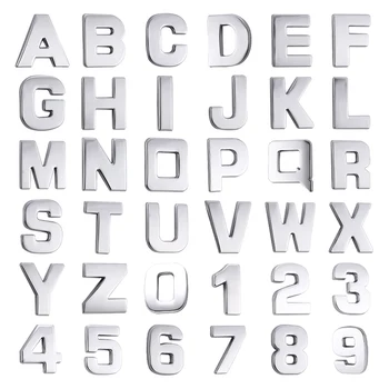 

25mm 3D Car Stickers Metal DIY Alphabet Silver Badge Chrome Letters Numbers Logo Badge Digital Automobiles Logo car Accessories