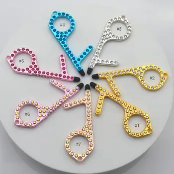 

Non-Contact Door Opener alloy artificial diamond inlay pendant opener press Key Hook Touch screen keychain elevator tool SN3353