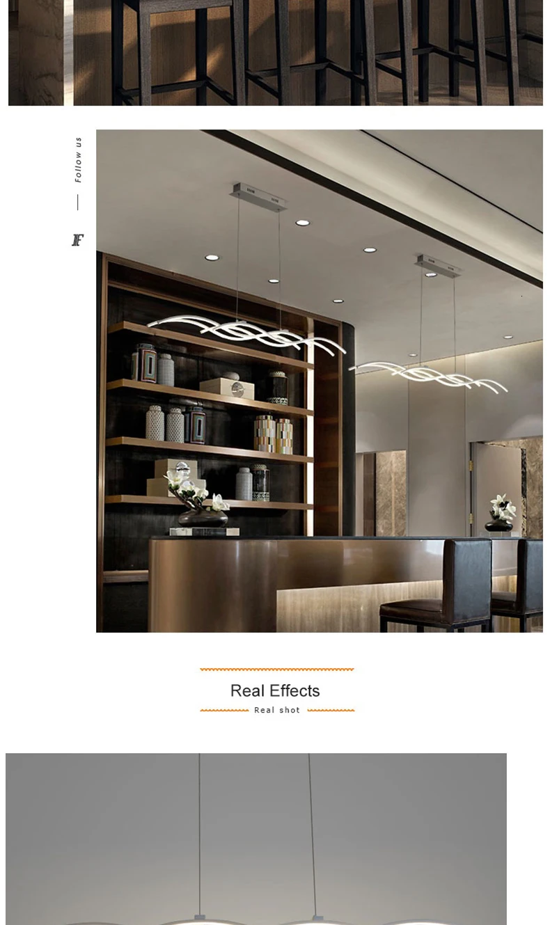 Современные светодиодные подвесные светильники в форме волны для столовой, гостиной, кухни, комнаты, Белый алюминиевый подвесной светильник, современные светильники