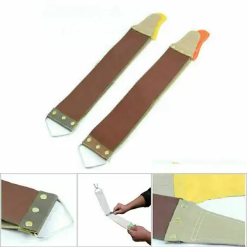 

Leather Shaver Belt Straight Razor Sharpening Tool Canvas and Leather Convenient Wear-resistant Sharpening Cloth Random Color