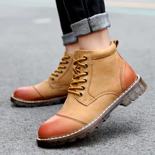 Уличные мужские зимние ботинки в байкерском стиле; Рабочая обувь; водонепроницаемые высококачественные ботильоны на меху; мужская повседневная обувь; Мужская плюшевая обувь размера плюс 46