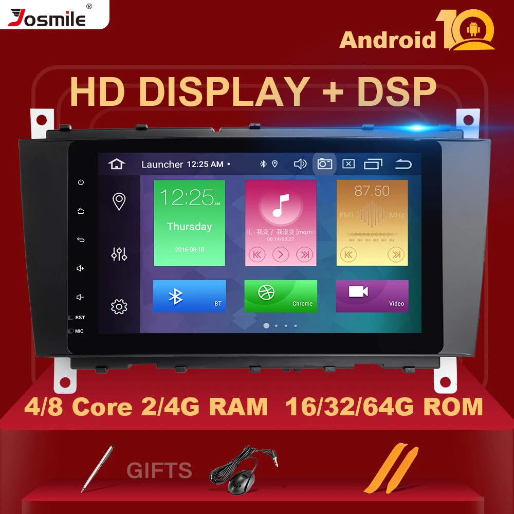 2 Din Android 10 Автомобильный мультимедийный плеер для Mercedes/Benz W203 W209 W219 A Class A160 C C200 CLK200