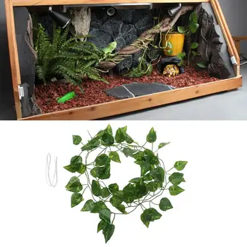 

Artificial Vine Reptile Terrarium Box Habitat Landscaping Green Fake Plants Leaves