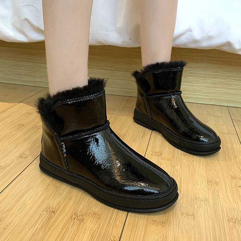 Г., блестящие женские зимние ботинки черного и серебристого цвета теплые бархатные ботильоны женские нескользящие водонепроницаемые