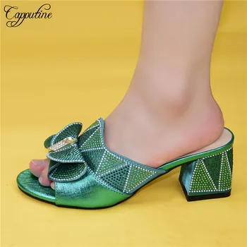

Most fashion green pump shoes hot sale high heel slippers for lady 88-29 , heel height 6.5cm