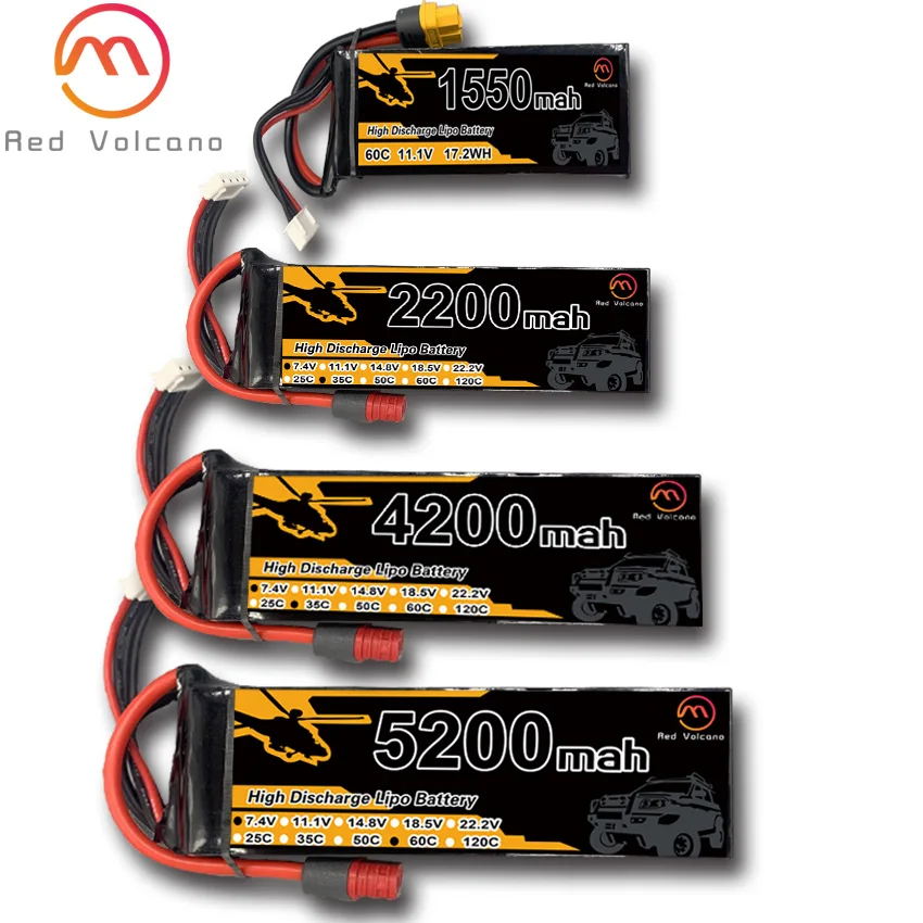 

RC Rechargeable 2s lipo batteries 1550mah 2200mah 3300mah 4200mah 5200mah 35C 60C with XT60 T connector