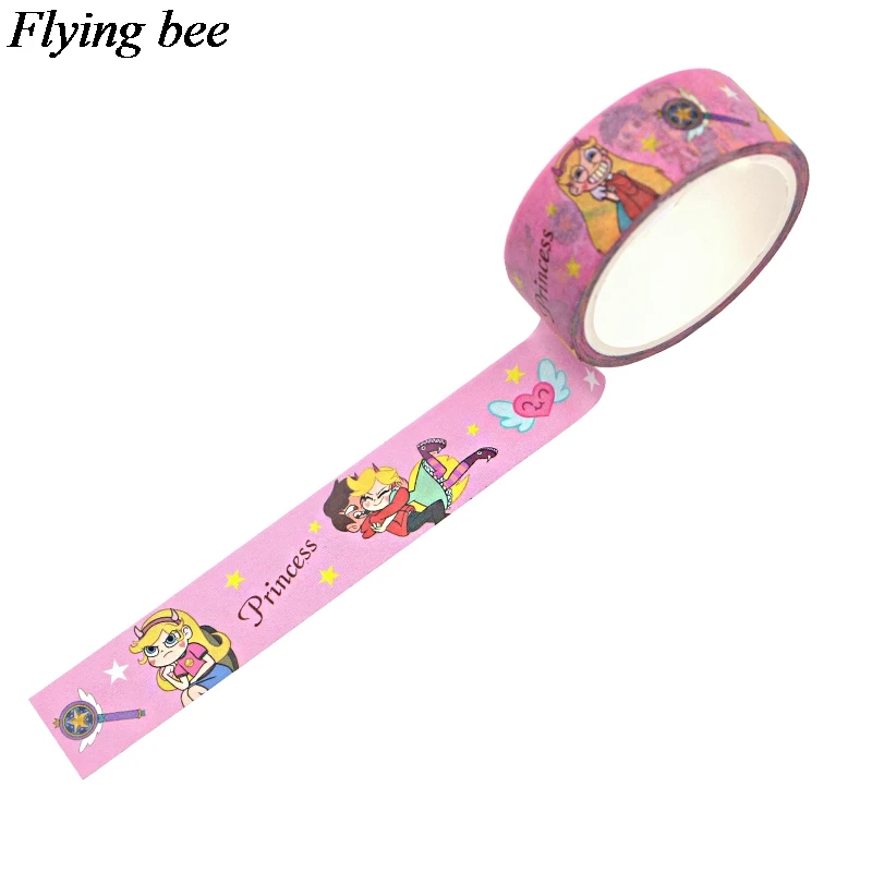 Flyingbee 15 мм X 5 м Star vs the Forces of Evil васи лента бумага DIY декоративная клейкая лента мультфильм забавные Маскировочные ленты X0687