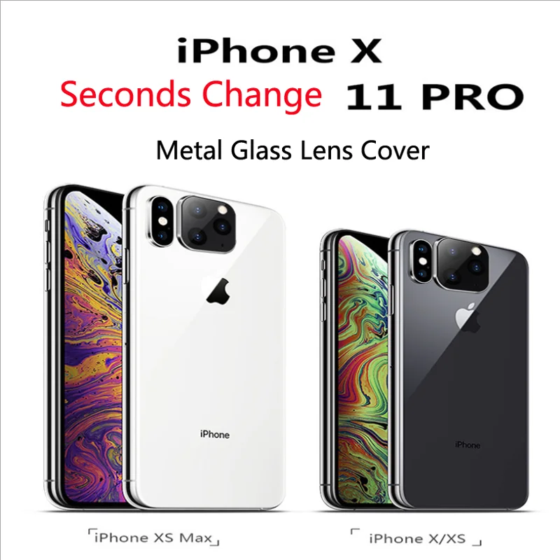 

Applicable iPhone Apple X XS Seconds Change For iPhone 11 PRO MAX Lens Sticker Modified Camera Cover Titanium Alloy Case Back