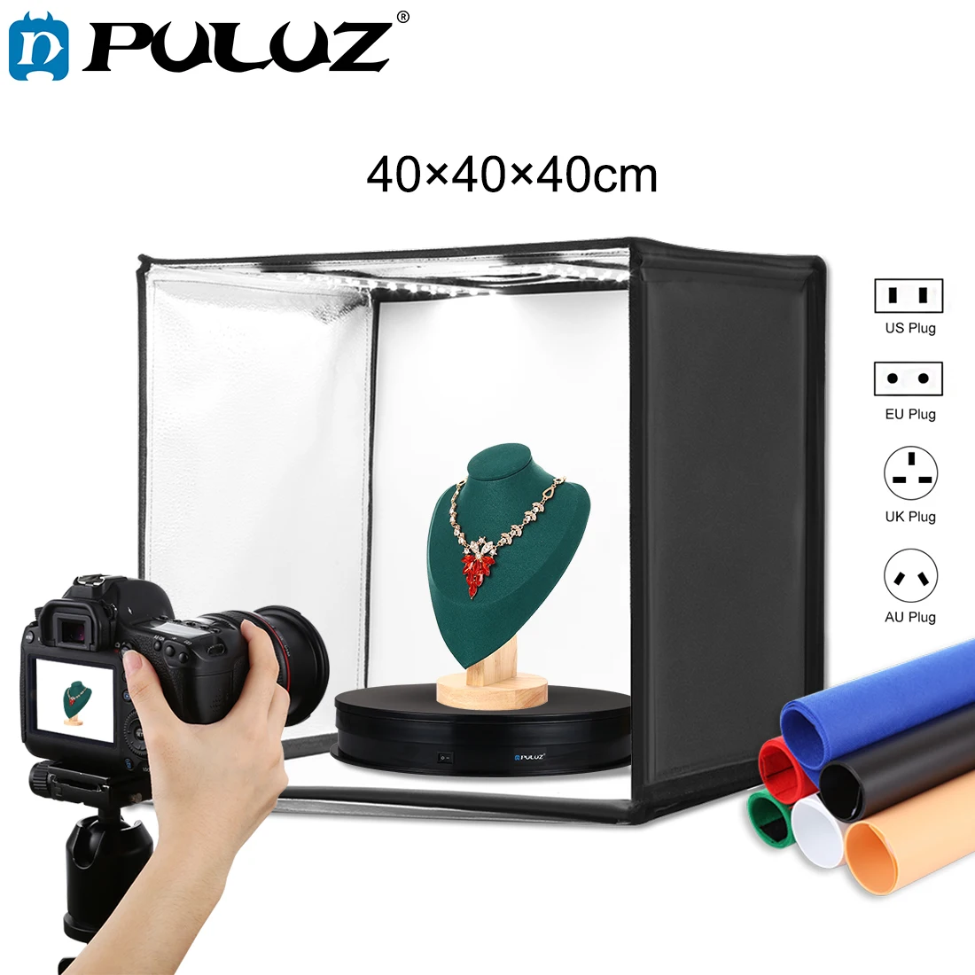 PULUZ 40*40cm 16inc Mini Photo Studio Box Lightbox Photograghy Softbox Led Photo Lighting Studio Shooting Tent Box Kit Light box