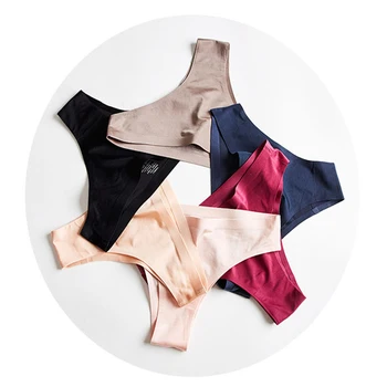 

Seamless Lady Thong Soft Ice Silk G String Low Waist Women Underwear Sexy Panties High Quality Satin T- Back Sexy Lingerie Silk