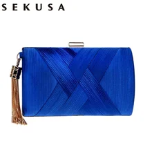 SEKUSA Сумки Роскошные Дизайнерские женские модные клатчи с кисточками вечерние ручные сумки свадебные сумочки на цепочке M7