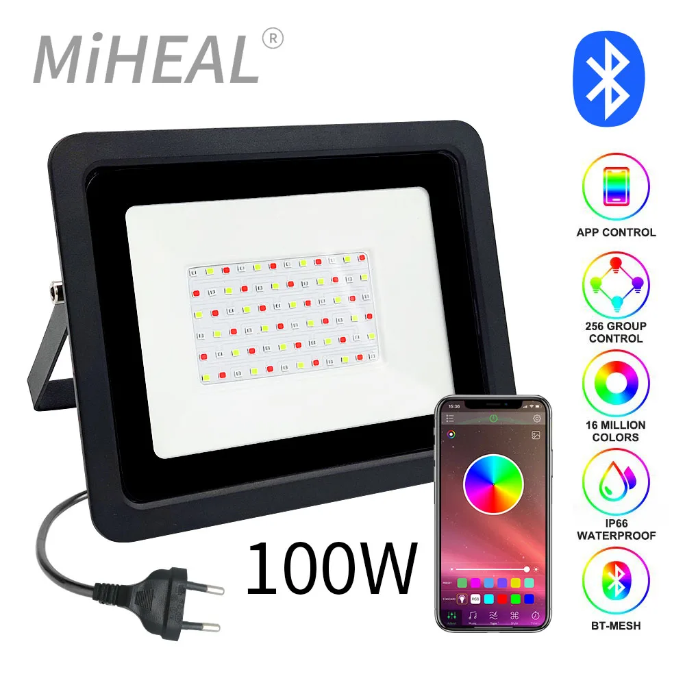 Led RGB Flood Light 50W 100W IP68 Outdoor Spotlight 220V RGB Reflector Projector Lamp With APP/Remote control