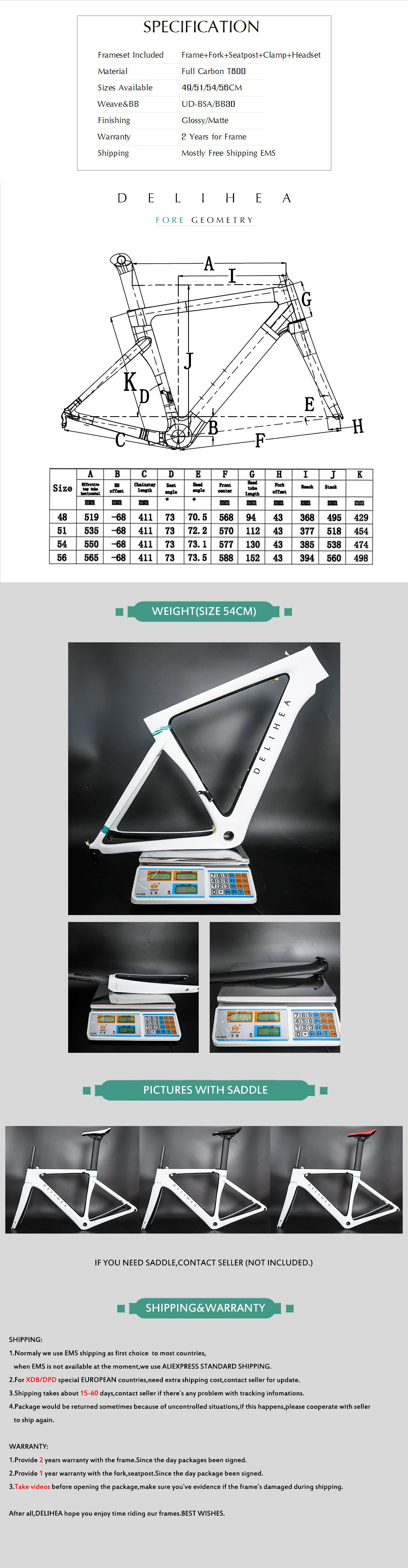 DELIHEA FORE Complete Carbon Racing Road Bicycle 5800/r8000/r8050 Full Carbon Bike Free XDB Shipping