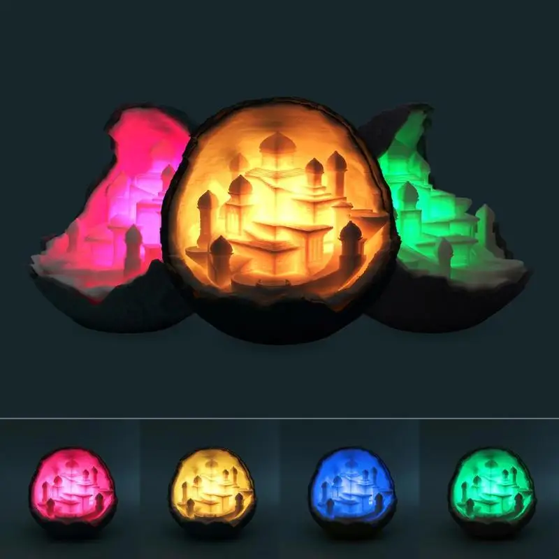 

3D Print 16 Colors Starry Castle Night Light with Remote Controlled Rechargeable LED Lamp for Christmas Decoration Lighting