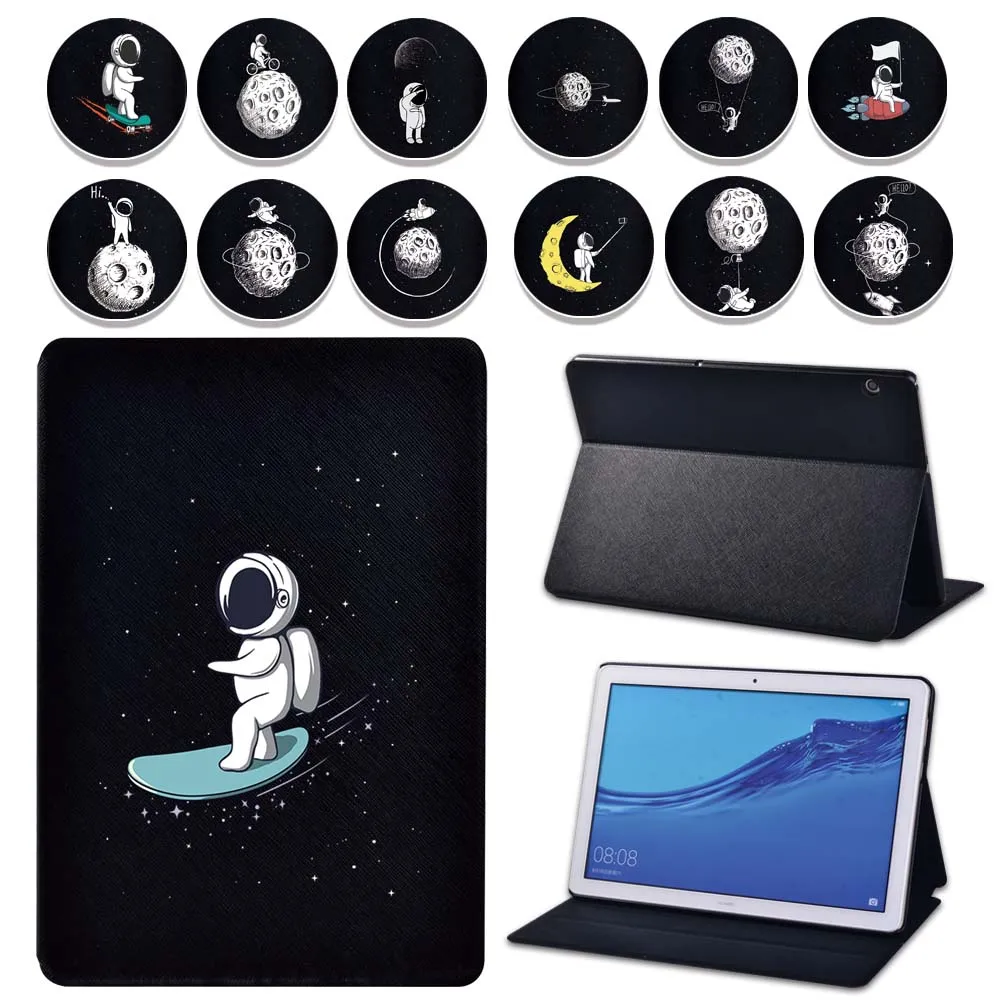 

Tablet Case for Huawei MediaPad T3 8"/T3 10 9.6"/T5 10 10.1" Astronaut Black Series Leather Tablet Cover Case +free Stylus