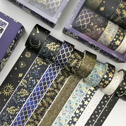 Ensemble de bandes adhésives Washi, 10 pièces, noir et doré, pour Scrapbooking, Scrapbooking, pour Album Photo, DIY bricolage 
