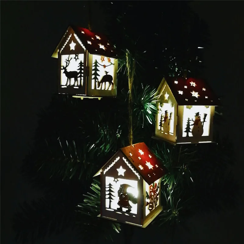 Рождественская елка, подвеска, светящаяся кабина, снежный домик, сделай сам, детские подарки, украшение для дома, украшение, детский деревянный светильник, коробка, игрушка