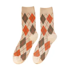 Женские зимние разноцветные вязаные носки с ромбовидным узором носки-тапочки женские носки с изображением счастливого скейтборда и пламени 12,14