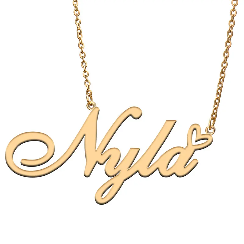 

Nyla Love Heart Name Necklace Personalized Gold Plated Stainless Steel Collar for Women Girls Friends Birthday Wedding Gift