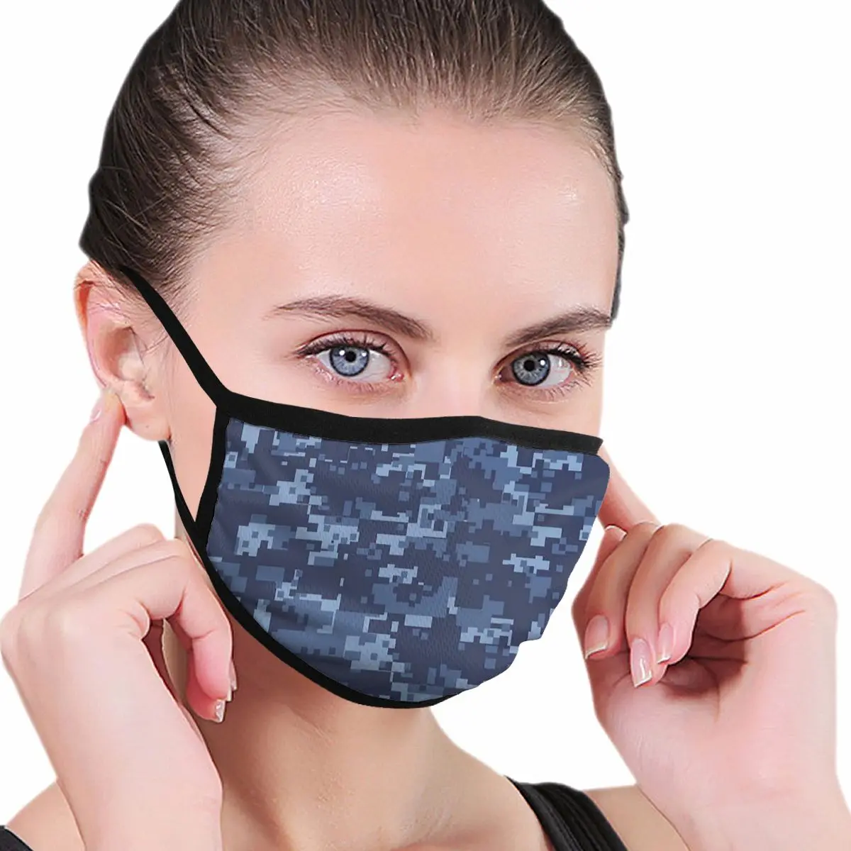

Camo Retro Blue Tones Sawtooth Unisex Dust Mask Outdoor Sport Mouth Face Mask Washable Reusable