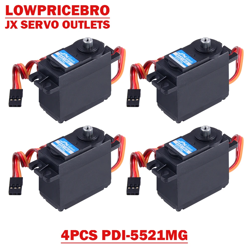 4pcs Jx Pdi5521mg Stall Torque 21kg Standard Metal Gear Analog Servo