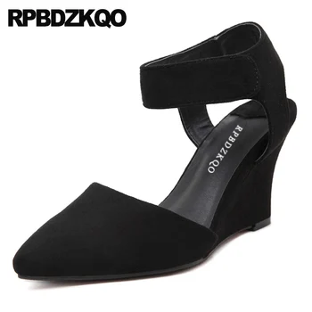 

pointed toe red footwear size 4 34 shoes cheap silver 2019 women pumps black glitter golden high heels suede wedge slingback