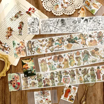 

Cloud Angel Series Retro Characters Washi Masking Tape Stickers Scrapbooking Stationery Decorative Long Strip Tape