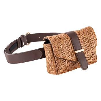 

Straw Women's Waist Bag Fashion Outdoor Sports Straw Chest Bag Beach Shoulder Messenger Bag Handbag