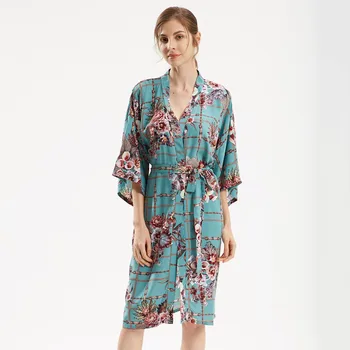 

Cotton Big Size Women Sleepwear Kimono Robe Print Flower Female Bride Wedding Nightwear Casual Home Clothing Intimate Lingerie