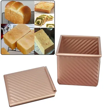 

Toast Box Champagne Corrugated Non-stick Aluminum Toast Box with Lid Thick Pullman Loaf Pan Bread Mold