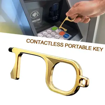 

Copper Aluminum Alloy Anti Contact Door Opener Touch Screen Key Chain Anti Touch Key Buckle Artifact Touch Door Opener Dropship