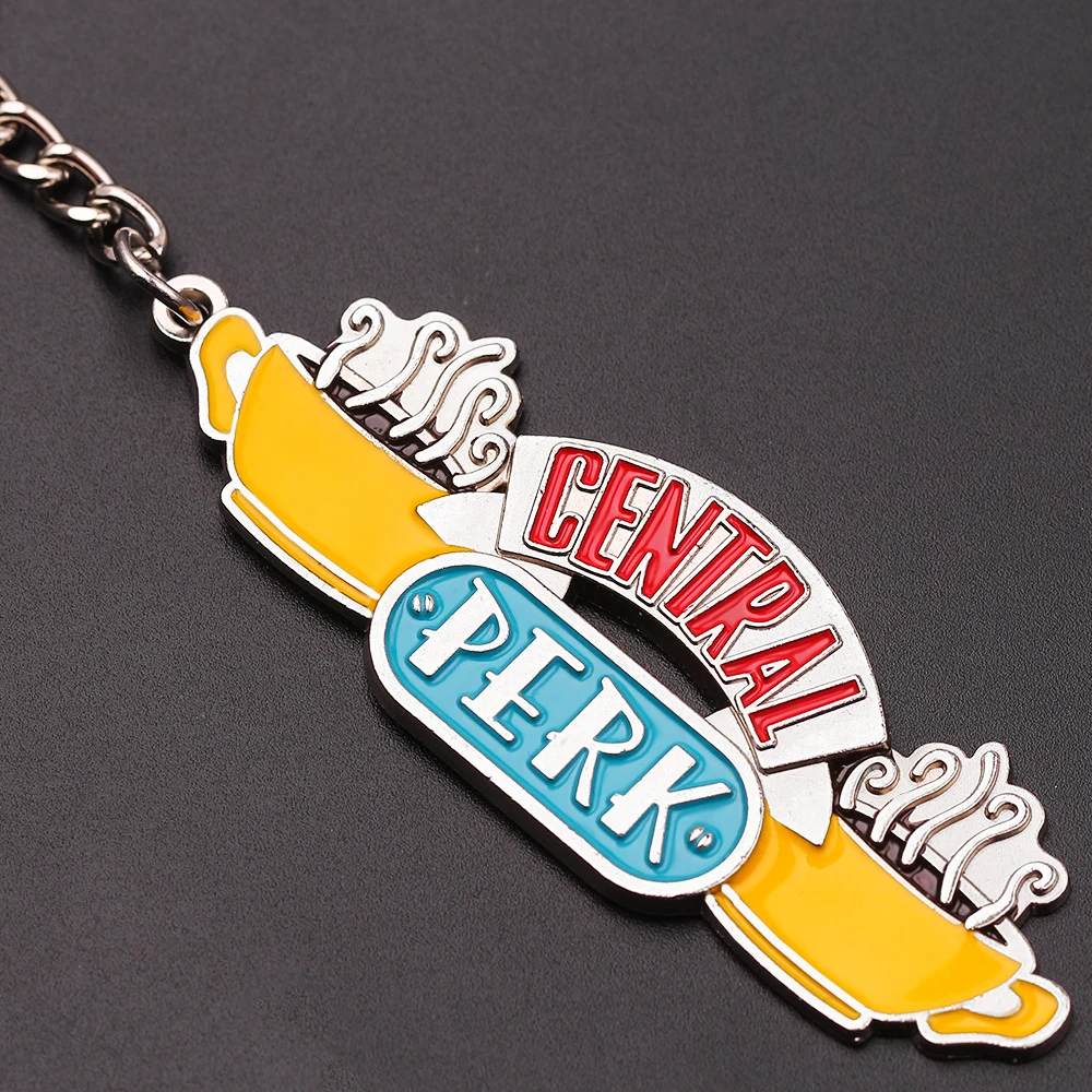 TV Show Friends Monica's Door Keychain Central Perk Coffee Time Key Chain for Women Men Fans Car Keyring Jewelry 2 Colors key rings,key chains