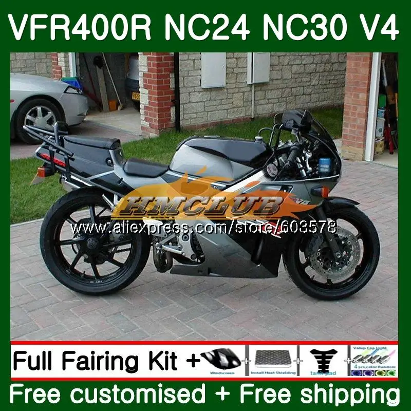 VFR400 R для HONDA VFR400R обтекатель серебристого и черного цвета 2003 1989 90 1991 98CL.26 RVF VFR 400 NC24