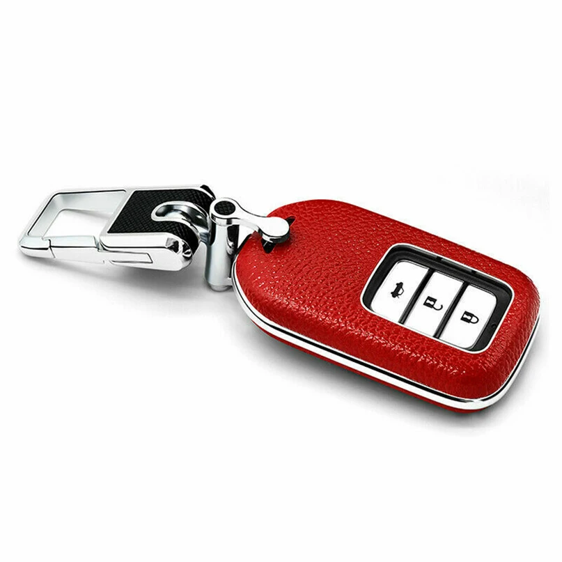 Кожаный чехол для ключей для Honda jade CR-V Accord Crider Vezel Civic - Название цвета: Red