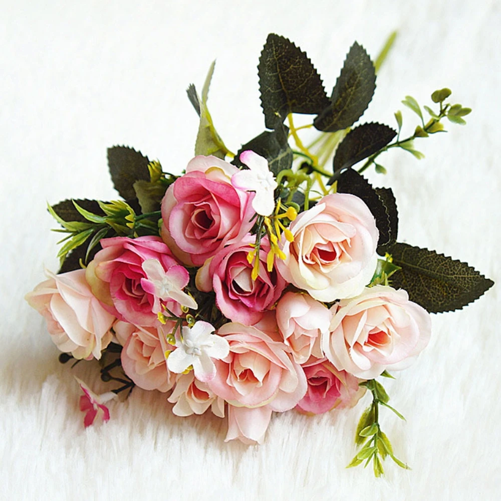 

New Beautiful Rose Peony Artificial Silk Flowers Small bouquet flores Home Party Spring Wedding Decoration Mariage Fake Flower