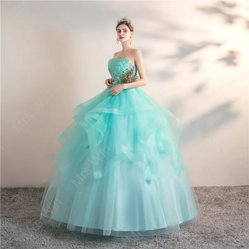 Ice Blue Quinceanera Dresses Party Prom Elegant Strapless Ball Gown 6 Colors Formal Homecoming Dress Customized party dress quinceanera dresses