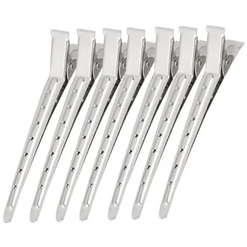 

With Holes Flat Sectioning Clamp Home Stainless Steel Portable Alligator Curl Salon Anti Slip Barber Duck Bill Clips