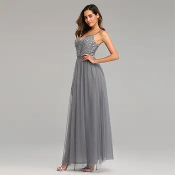 

Spring and summer 2020 new Sequin splicing mesh V-neck sling A-line fashion dress