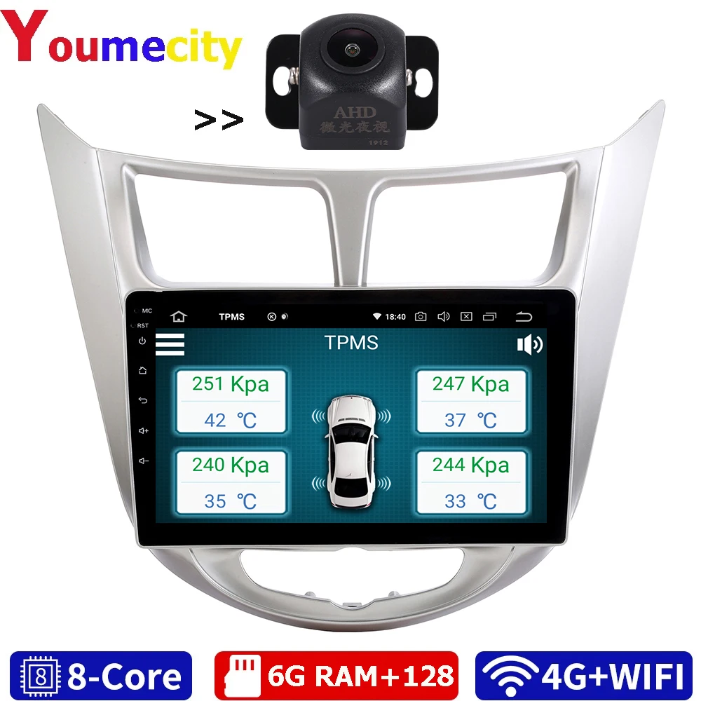 Восьмиядерный/Android 10 0 Автомобильный мультимедийный плеер Gps для Hyundai Solaris Accent 2011