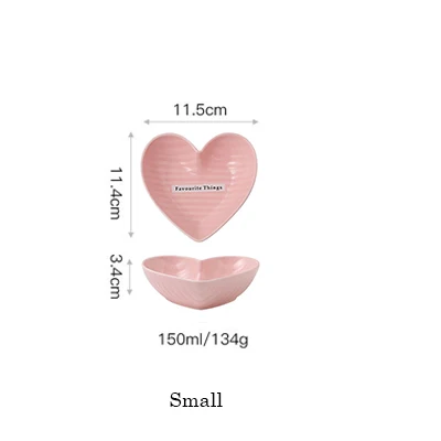 1 шт. керамическая миска в форме сердца, тарелка для суфле, пудинг, миска для закусок, посуда, фарфоровая десертная тарелка, пара посуды - Цвет: Small Pink bowl