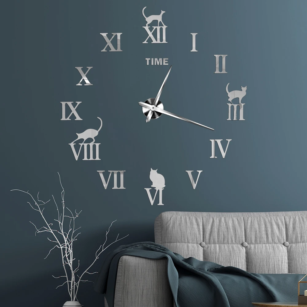 2021 NEW Large Wall Clock Quartz Needle 3D DIY Decorative Kitchen Clocks Acrylic Mirror Stickers Oversize Wall Clock Home Decor