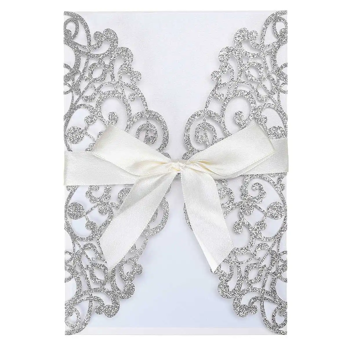  10pcs Design Wedding Invitations Flower Pattern Laser Cut Lace West Cowboy Customize Invitation Car - 4000460799855