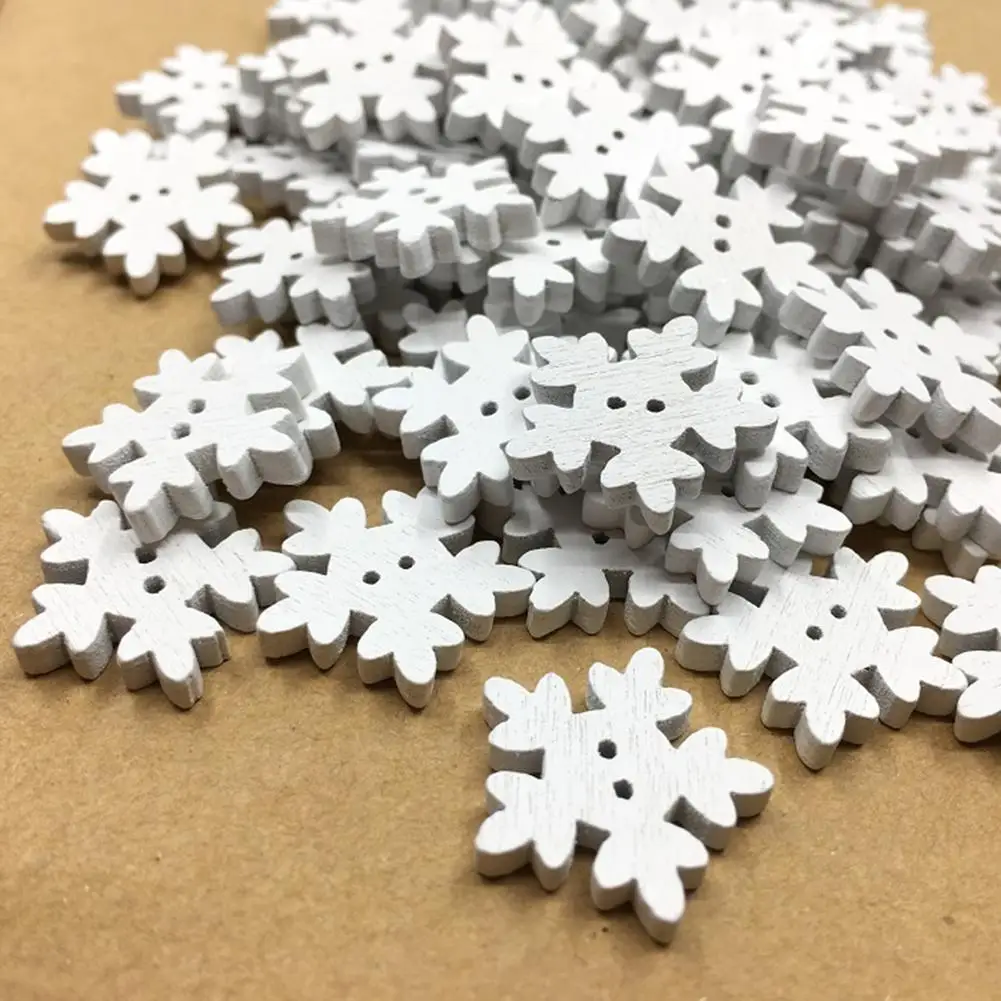 

100Pcs Christmas Wood Snowflake Hanging Ornament Christmas Tree Decoration DIY Craft Xmas Frozen Party Decor Winter Decoration