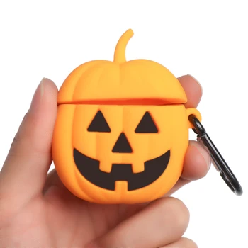 

Soft Silicone Cover Halloween Pumpkin Full Protection Case For Airpods Bluetooth Earphone Accessories