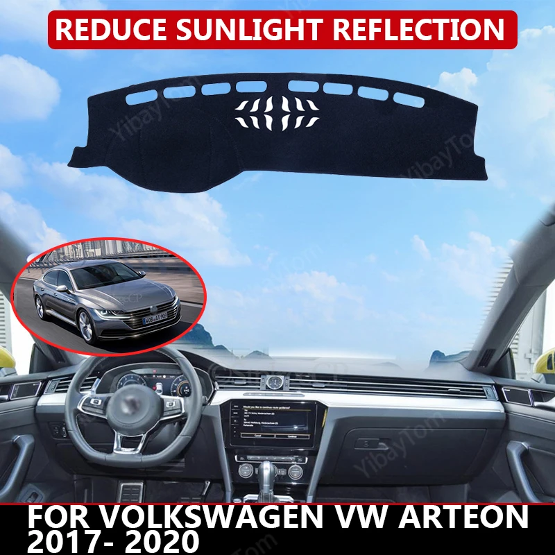 

Коврик для приборной панели Volkswagen VW Arteon 2017- 2020, бархатный чехол для автомобильной приборной панели, Черные Блоки, пыль, снижает уровень шума, автомобильные аксессуары