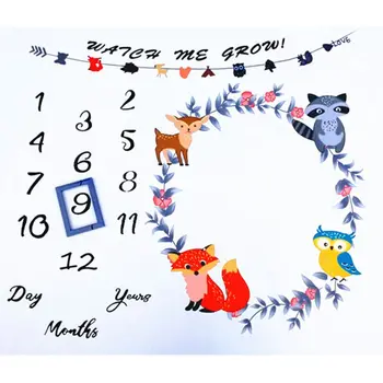 

Monthly Baby Milestone Blanket Newborn Photo Background Props Reusable Infant Baby Swaddling Blanket for Photography