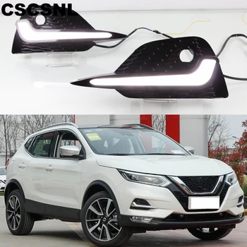 

CSCSNL 2PCS LED Daytime Running Light For Nissan Qashqai 2019 2020 Dynamic Turn Yellow Signal Car DRL 12V LED Fog Lamp